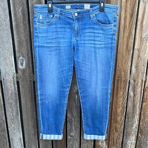 AG Stilt Roll Up Jeans Cigarette 32 R Ankle Striped Cuffs Adriano Goldschmied